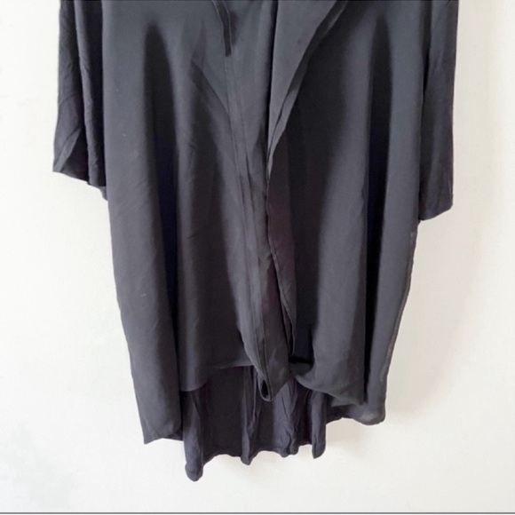 H by Halston Black Drape Front Knit w/ Chiffon V-neck Short Sleeve Top Size 3X - Picture 3 of 6